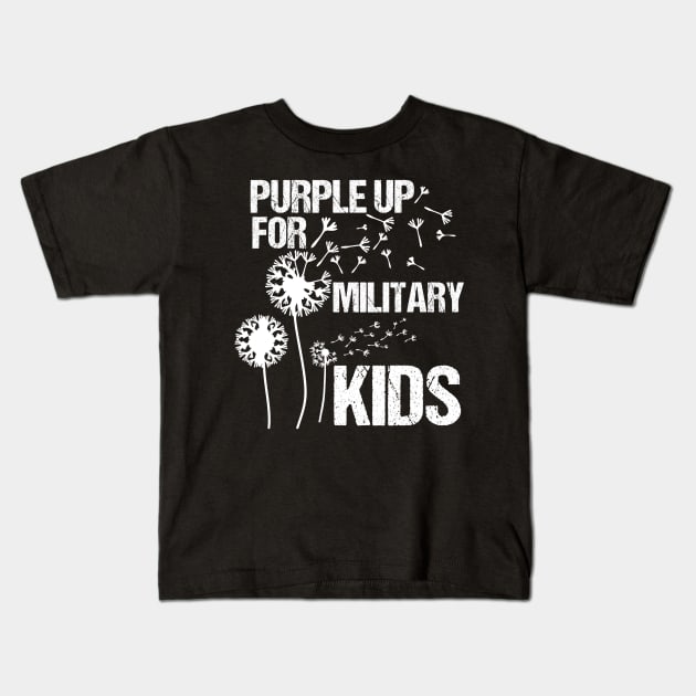 Purple Up for Military Kids - Month of the Military Child Kids T-Shirt by Winter Magical Forest